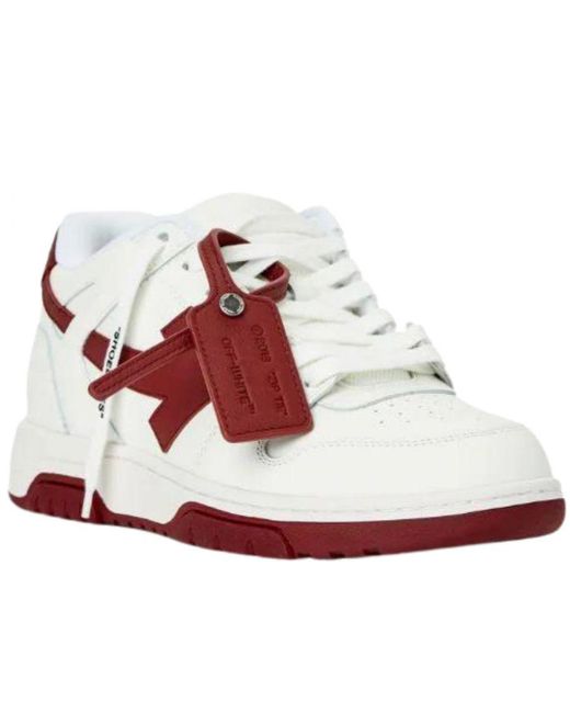 Off-White c/o Virgil Abloh White Off- Out Of Office Low Top Burgundy Leather Sneakers for men
