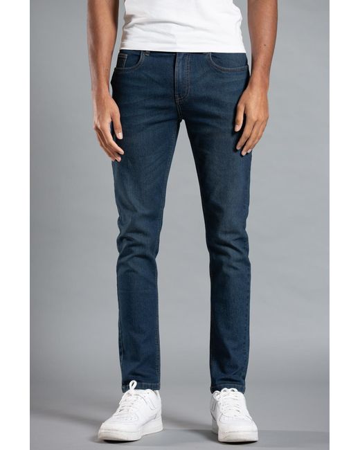 Tokyo Laundry Blue Dark Cotton Straight Leg Denim Jeans for men