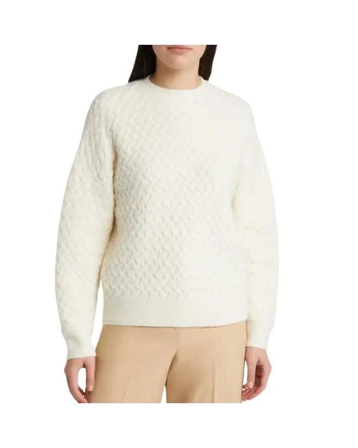 Ted Baker White Morlea Horizontal Cable Ivory Crewneck Sweater
