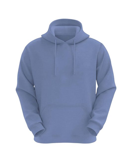 VR2 Denim Blue Plain Hoodie Long Sleeve Pullover for men