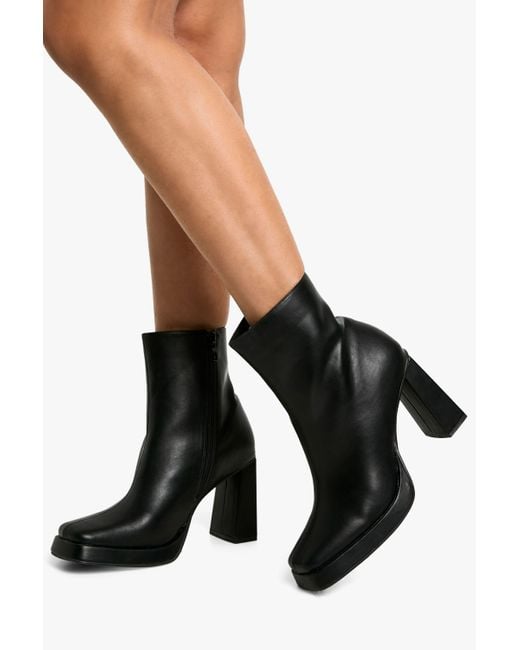 Boohoo Black Extended Rand Platform Ankle Boot
