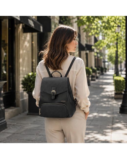 Woodland Leathers Black Small Backpack, Stylish Work School Rucksack Bag