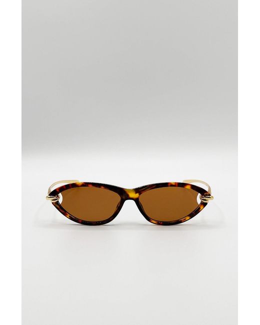 SVNX Brown Bold Oval Angular Sunglasses