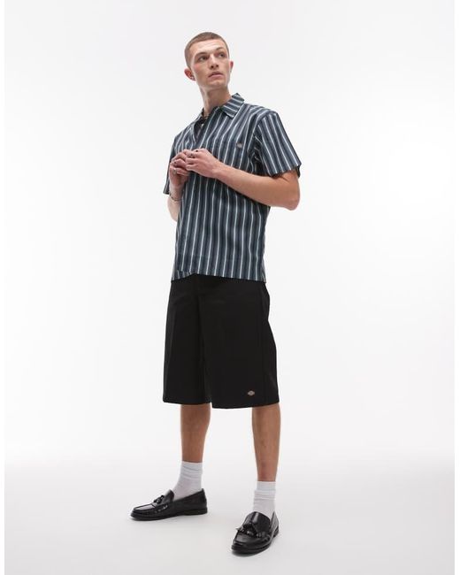 Dickies Blue Multi Stripe Short Sleeve Work Shirt for men