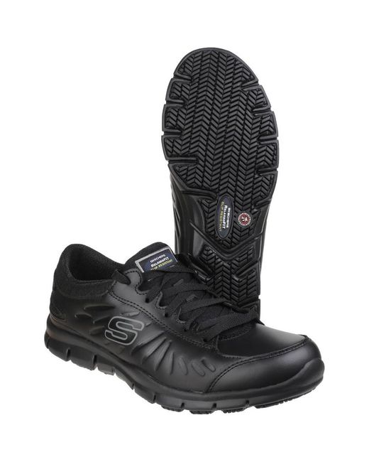 Skechers Black Ladies Eldred Slip Resistant Lace Up Work Safety Shoes