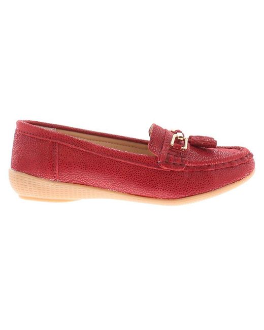 Love Leather Red Shoes Flat Tahiti Slip On Leather (Archived)