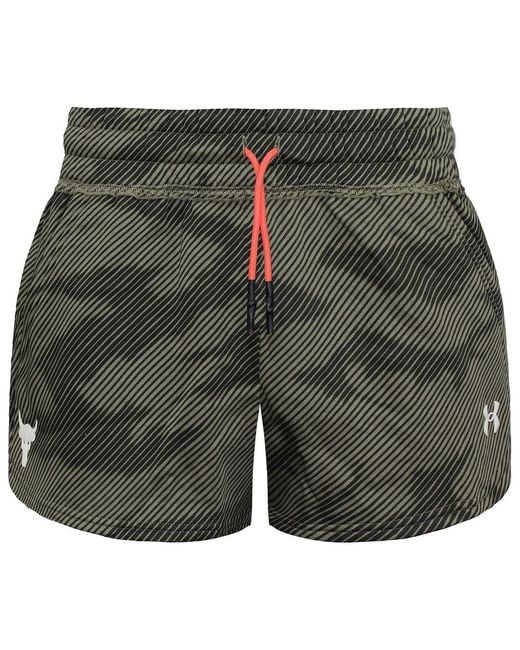 Under Armour Green Project Rock Fleece Printed Shorts