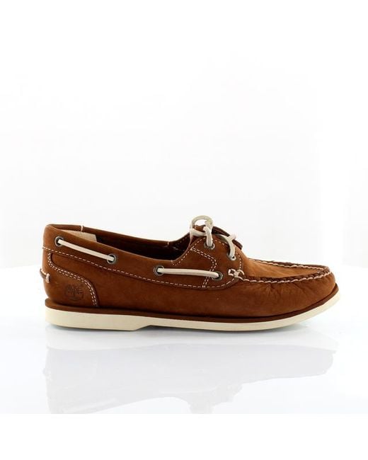 Timberland Brown Amherst Classic 2 Eye Leather Lace Up Boat Shoes 8247R Nubuck