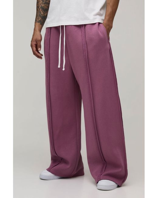 BoohooMAN Purple Extreme Wide Leg Exposed Seam Jogger for men