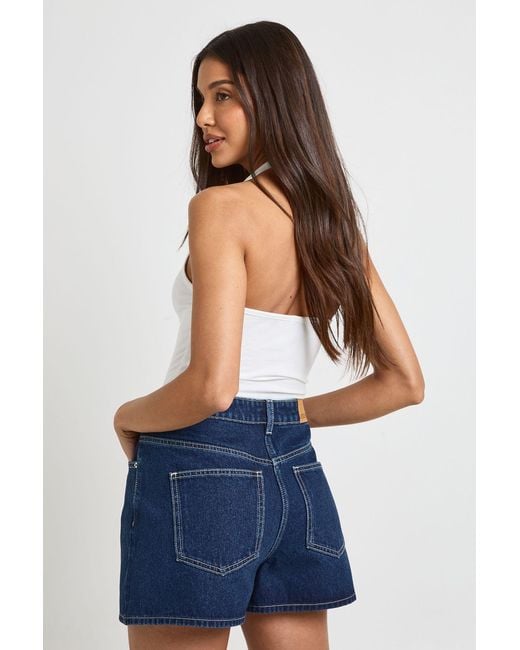 Boohoo Blue Wrap Front Denim Skort