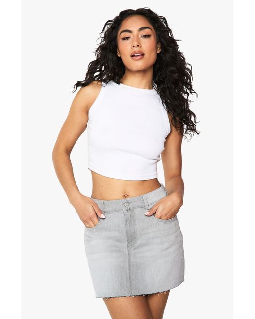 Boohoo White Denim Mini Skirt
