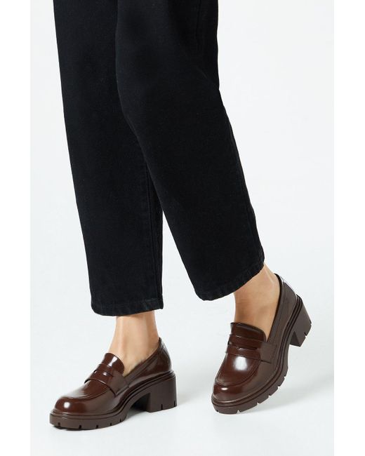 Oasis Black Verity Chunky Heeled Penny Loafers