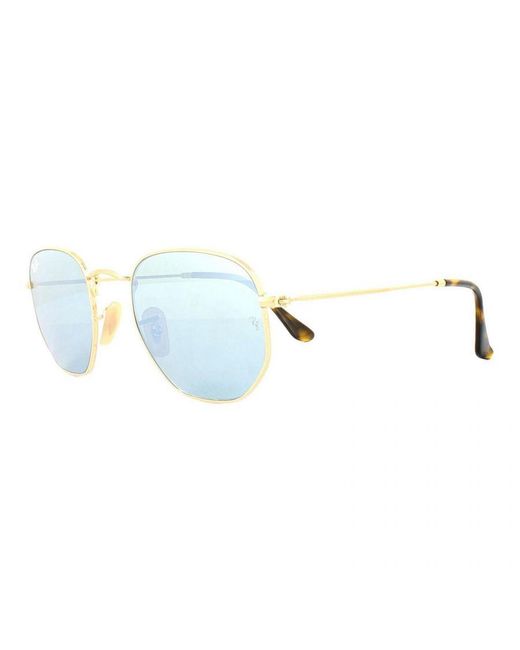 Ray-Ban Blue Sunglasses Hexagonal 3548N 001/30 Mirror 54Mm Metal