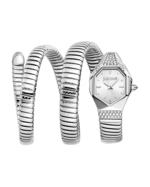 Just Cavalli Metallic Snake Watch, Color Case, Dial, Stainless Steel Bracelet