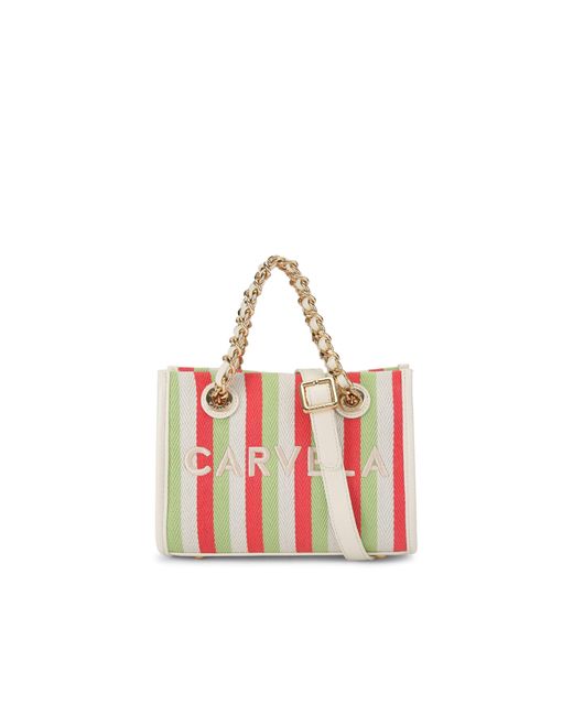 Carvela Kurt Geiger Pink Canvas Sorrento Micro Stripe Bag