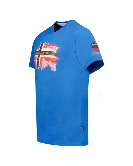 GEOGRAPHICAL NORWAY Blue Short Sleeve T-Shirt Sy1366Hgn for men