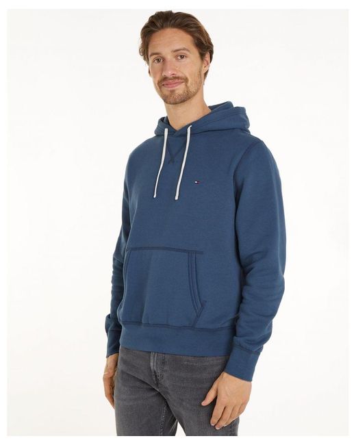 Tommy Hilfiger Blue Fleece Drawstring Hoodie for men