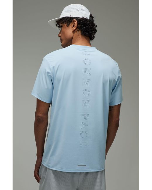 BoohooMAN Blue Common Pace Running Perforated Regular Fit T-Shirt for men