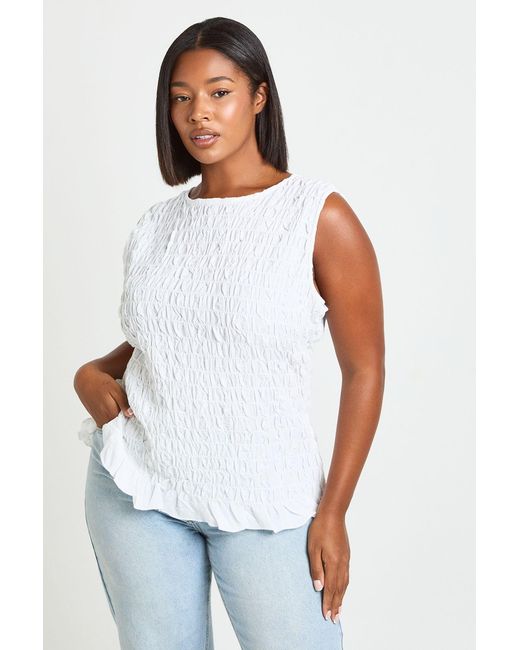 Boohoo White Plus Textured Seersucker Top