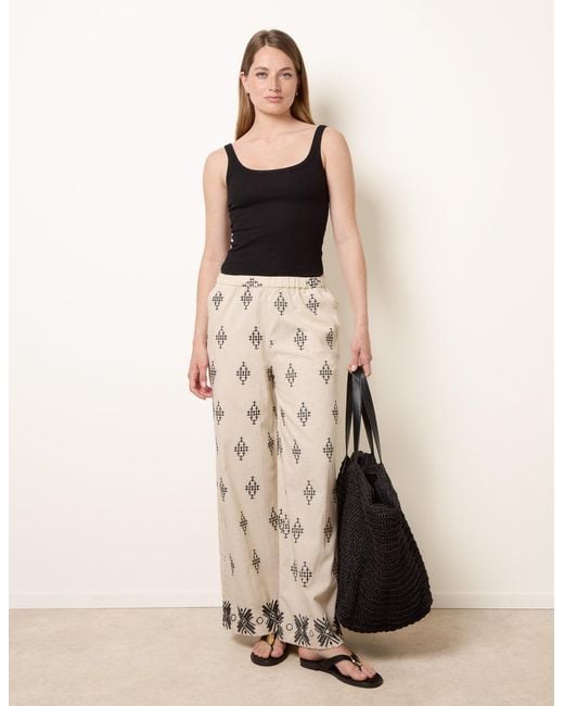 Blue Vanilla Natural Embroidered Trousers