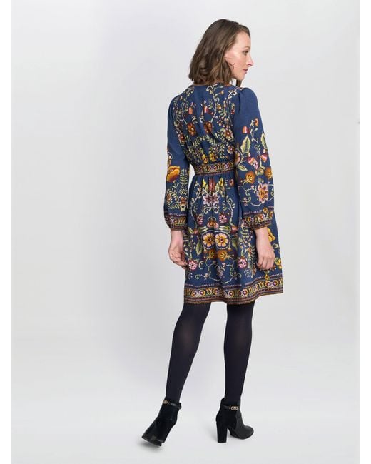 Gina Bacconi Blue Liberty Embroidered Dress