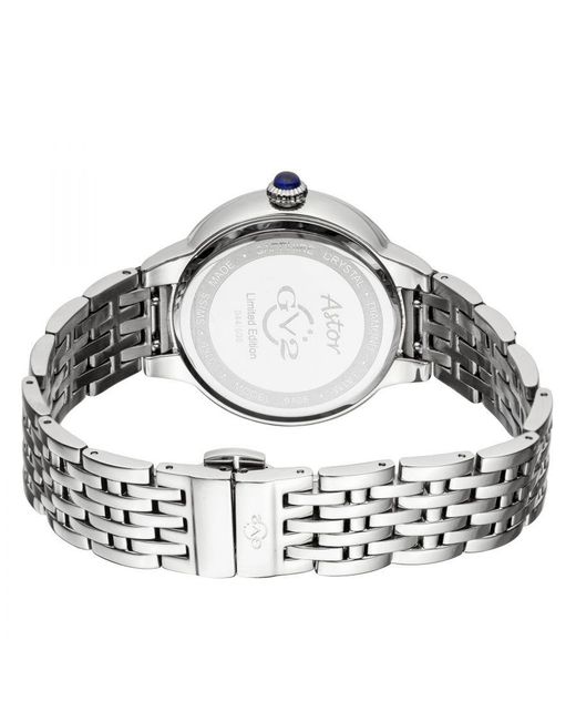 Gv2 Metallic Astor Swiss Quartz Diamond Dial Stainless Steel Watch