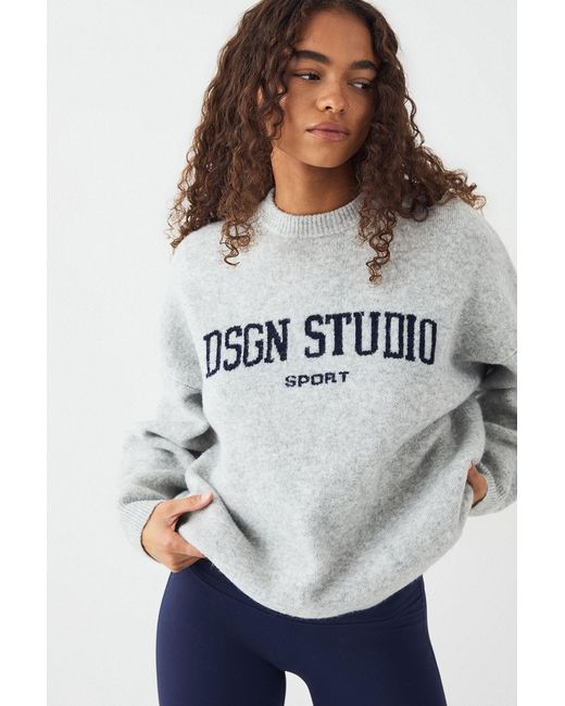 DSGN Studio Gray Knitted Oversized Crew Neck Jumper