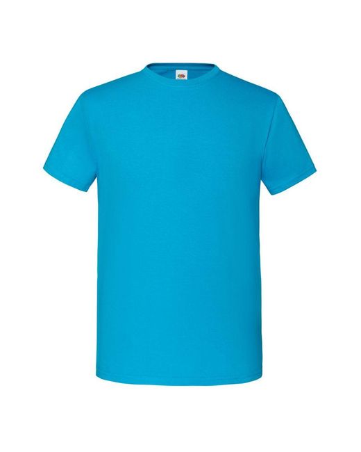 Fruit Of The Loom Blue Iconic Premium Ringspun Cotton T-Shirt (Azure) for men