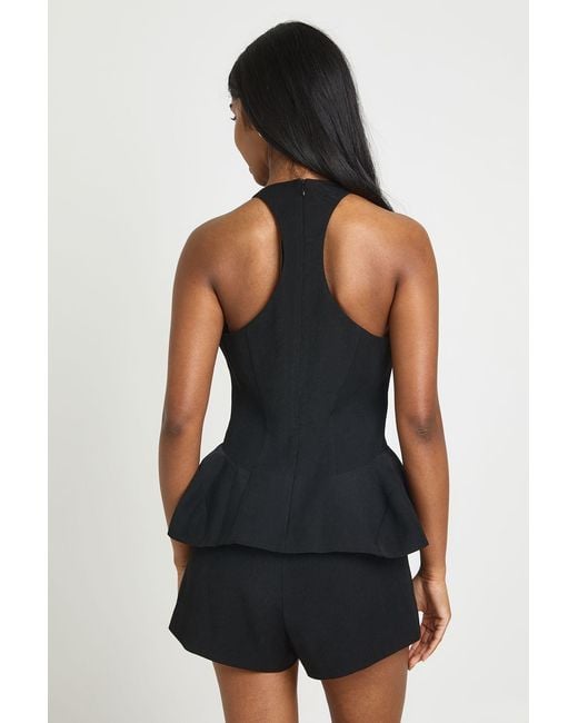 Boohoo Black Structured Corset Halterneck Playsuit