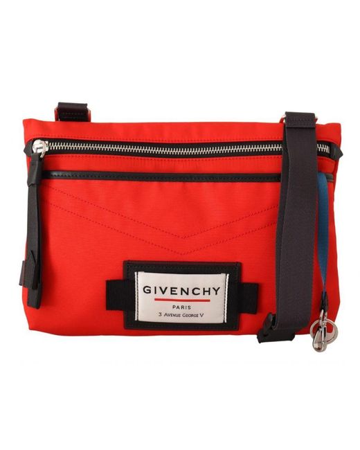 Givenchy Red Polyamide Downtown Flat Crossbody Bag for men