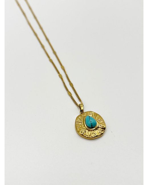 SVNX Metallic Stone Pendant Necklace