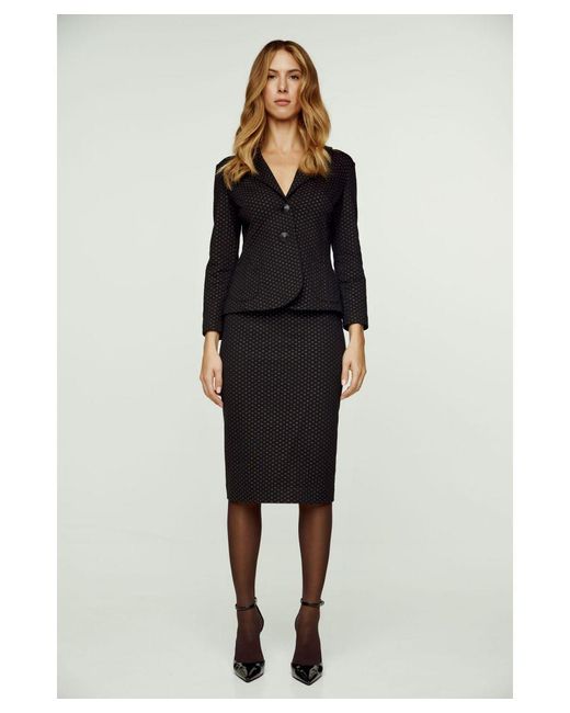 Conquista Black Print High Waist Pencil Skirt Viscose