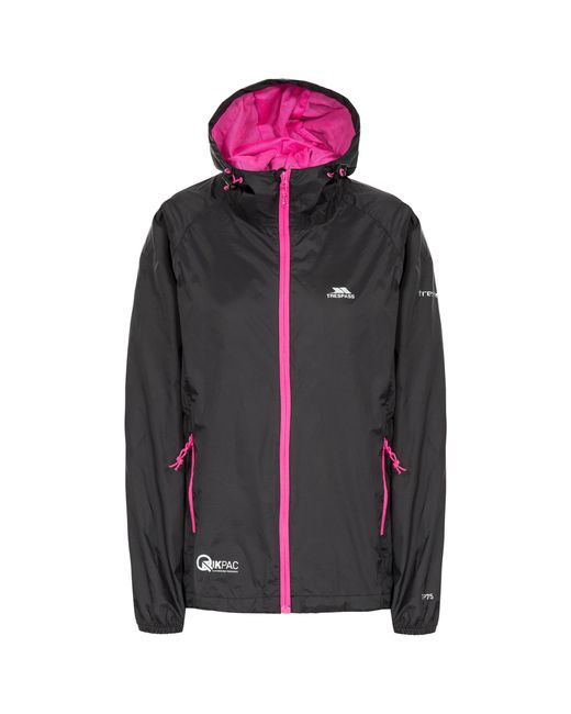 Trespass Black Ladies Qikpac Waterproof Packaway Shell Jacket