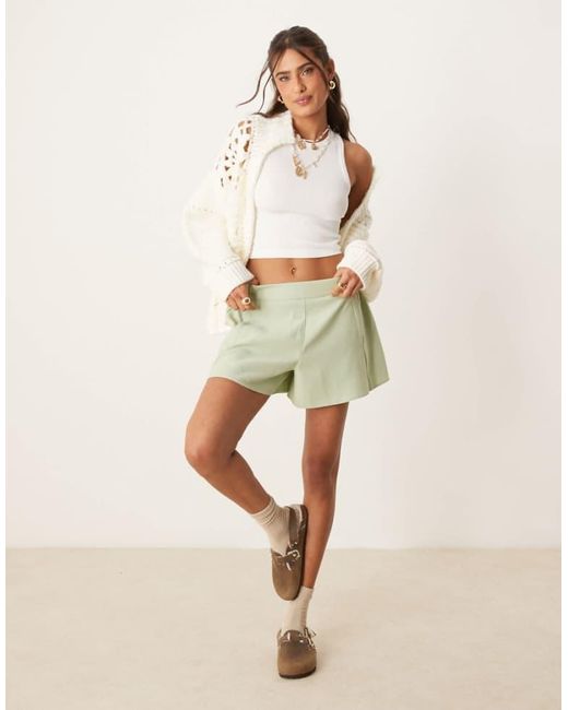 ASOS Natural Tailored Linen Look Boxer Shorts