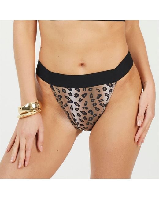 Brave Soul Black Leg Animal Print Bikini Bottoms