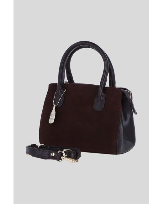 Ashwood Leather Brown Genuine And Suede Handbag With Detachable Crossbody Strap