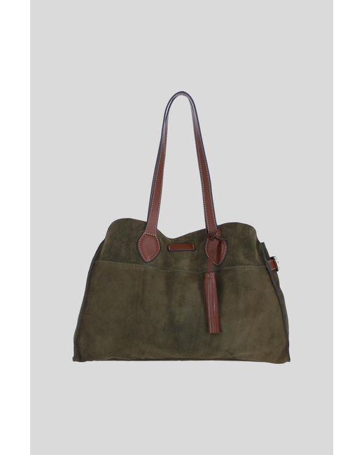 Brampton London Metallic Real Suede Leather Shoulder Bag With Tassel Charm