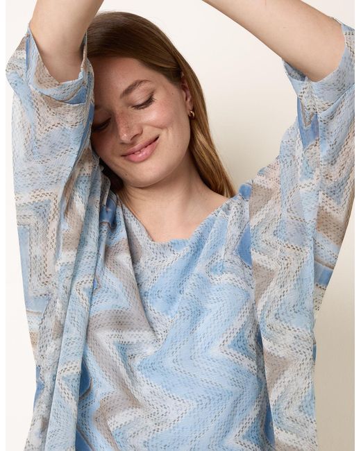 Blue Vanilla Blue Zig Zag Round Neck Oversized Top