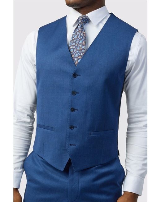 Ted Baker Blue Single Breasted Five Button V-Neck Tailored Suit Waistcoat for men