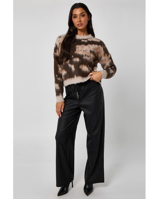 Urban Bliss Blue Brushed Yarn Abstract Print Jumper