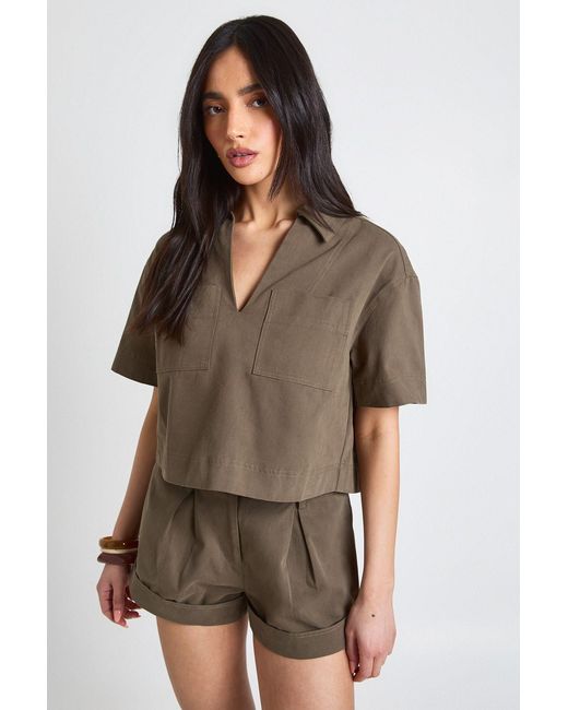 Boohoo Brown Twill Turn Up Cuff Short