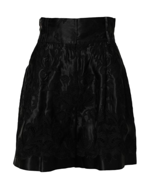Dolce & Gabbana Black Floral Embroidered Skirt