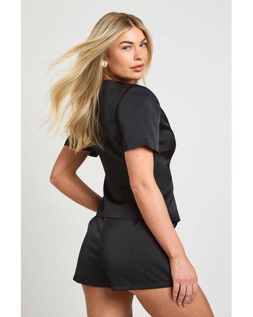 Boohoo Black Satin Fitted Shorts