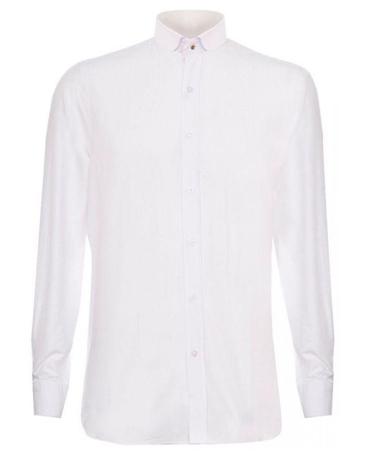 TruClothing White Peaky Blinders Removable Collar Nehru Collarless Shirt Cotton for men