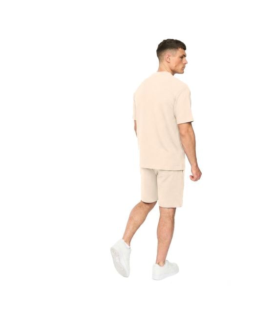 Crosshatch Natural Hartlay T-Shirt & Shorts Set for men