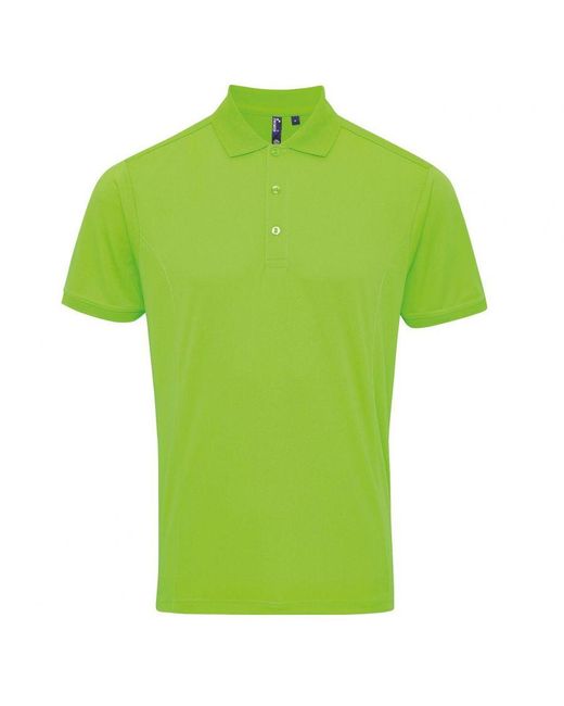 PREMIER Green Coolchecker Pique Short Sleeve Polo T-Shirt (Neon) for men