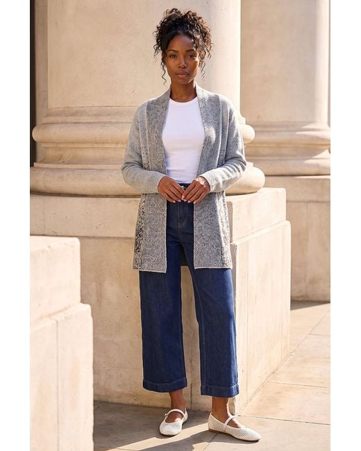 Roman Blue Shimmer Long Cardigan