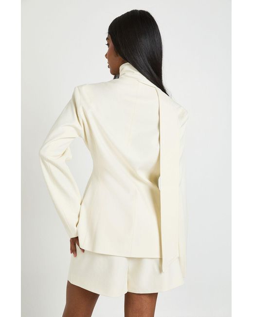 Boohoo Natural Pleated Tailored Short