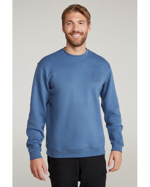 Mountain Warehouse Blue 'Circle Mountain' Crew Neck Sweatshirt Casual Lightweight Pullover Jumper Cotton for men
