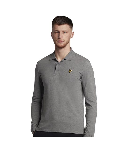 Lyle & Scott Gray Long Sleeve Collared Polo Shirt for men